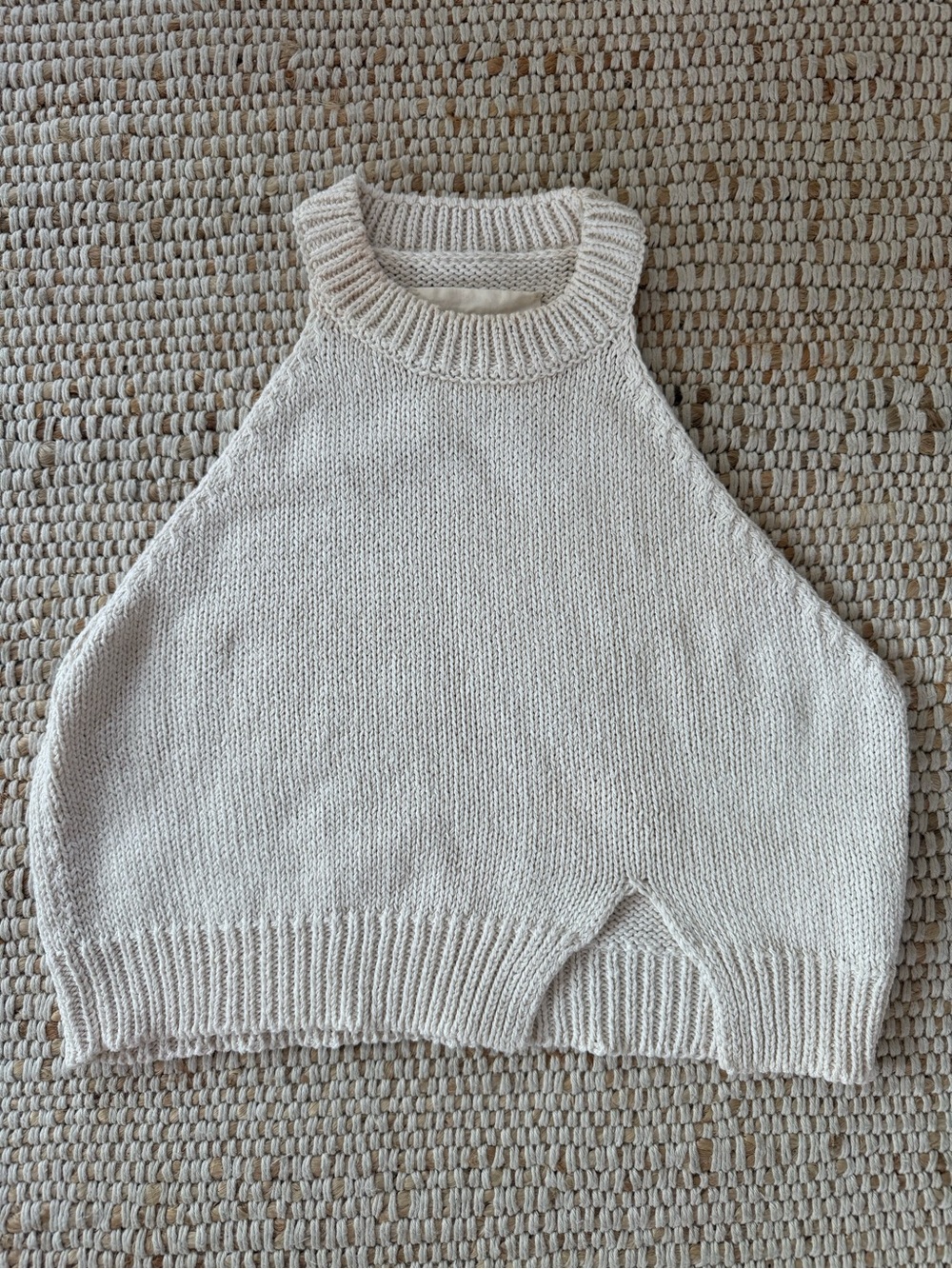 Cordera Cream Cotton Knit Sleeveless Sweater Vest